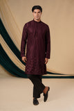 Wine Sequins With Threadwork Embroidery Kurta Set