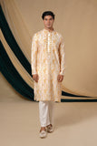 Yellow Silk Digital Print Embroidery Kurta Set