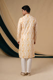 Yellow Silk Digital Print Embroidery Kurta Set