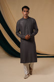 Dark Grey Rayon Sequins Threadwork Kurta Set