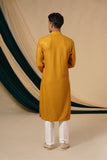 Mustard Rayon Sequins Threadwork Kurta Set