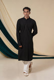 Black Rayon Sequins Threadwork Kurta Set