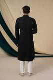 Black Rayon Sequins Threadwork Kurta Set