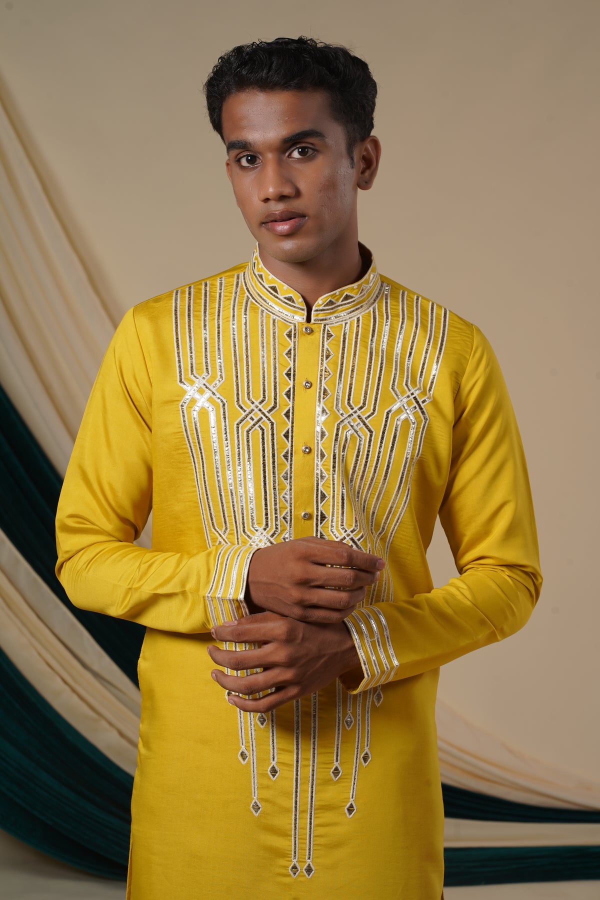 Yellow Fendi Gotta Patti Kurta Set