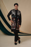 Black Georgette With Multicolour Sequins  Embroidery Kurta Set With Jacket