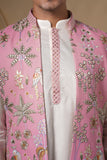 Pink	 Multicolour Thread Embroidery Kurta Set With Jacket