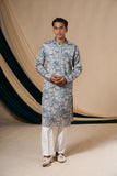 Blue Chinnon Floral Print kurta Set