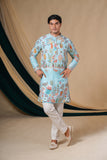 Sky Blue	Georgette With  Multicolour Threadwork  Kurta Set