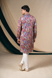 Pink Multicolour Print Embroidery Kurta Set