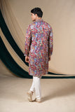 Rama Blue Georgette and Pink Floral Print Kurta Set