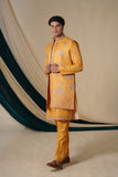 Mustrad Multicolour Threadwork  Embroidery Kurta set With Jacket