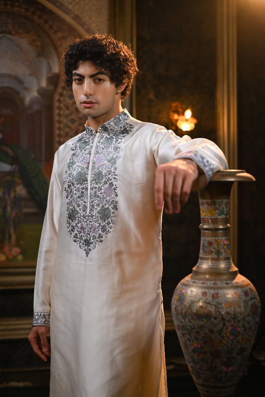 Embroidery Off White Kurta Set