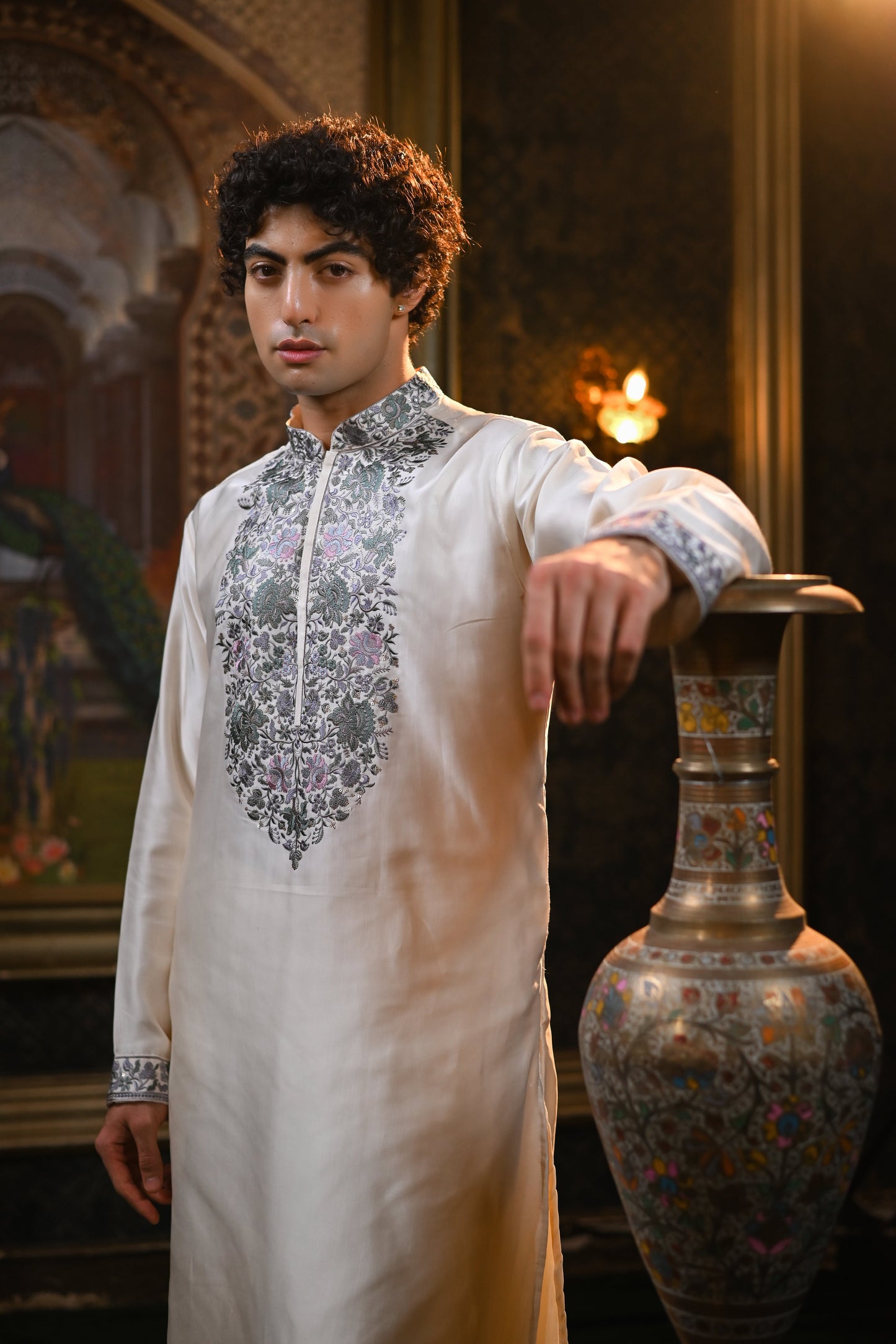 Festive Off White Embroidery New Kurta Set