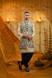 Off White Silk Embroidery Kurta Set With Jacket