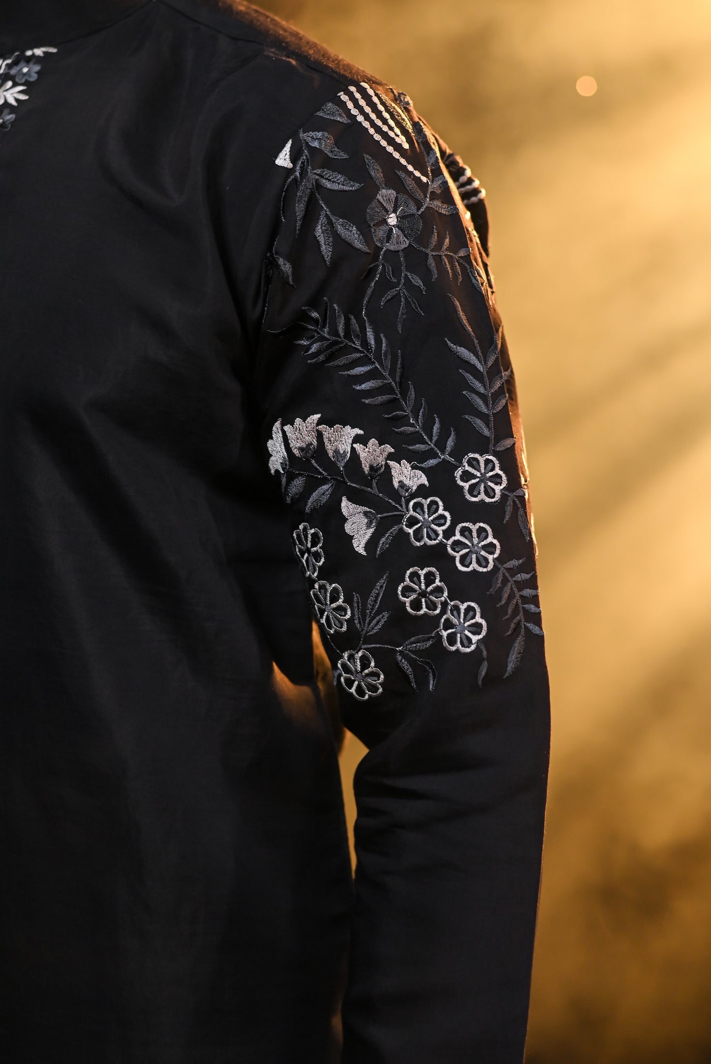 Black Thread Work Embroidery Kurta Set