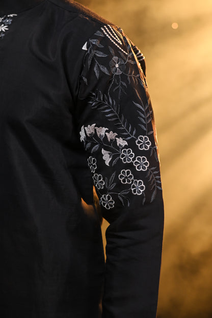 Black Thread Work Embroidery Kurta Set