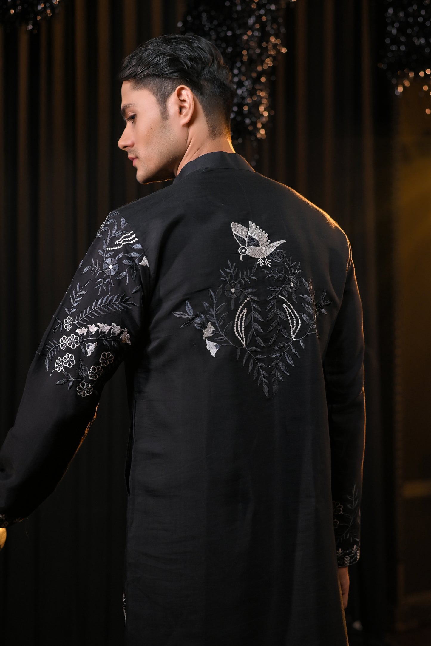 Black Thread Work Embroidery Kurta Set