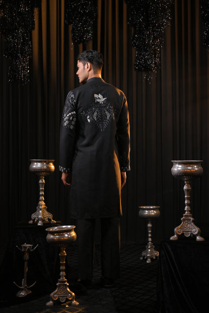 Black Thread Work Embroidery Kurta Set