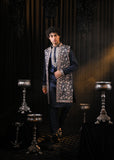 Ethnic Wear Navy Blue Kurta Set With Jacket