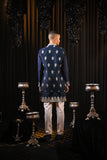 Festive Embroidery Navy Blue silk Kurta Set with Jacket