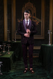 Festive Wine Sequin And Cutdana Embroidary Tuxedo Set