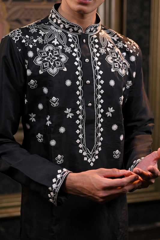 Black Thread Work Embroidery kurta Set