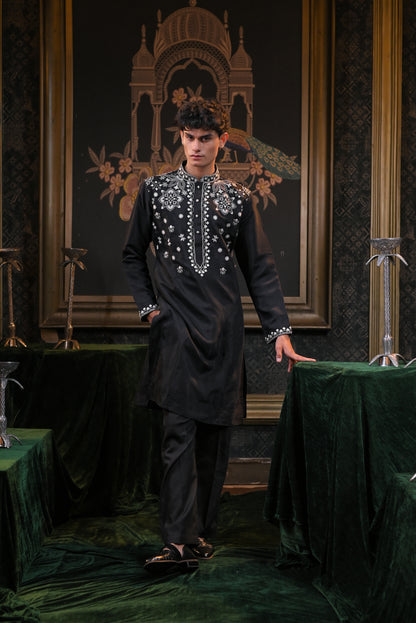 Black Thread Work Embroidery kurta Set