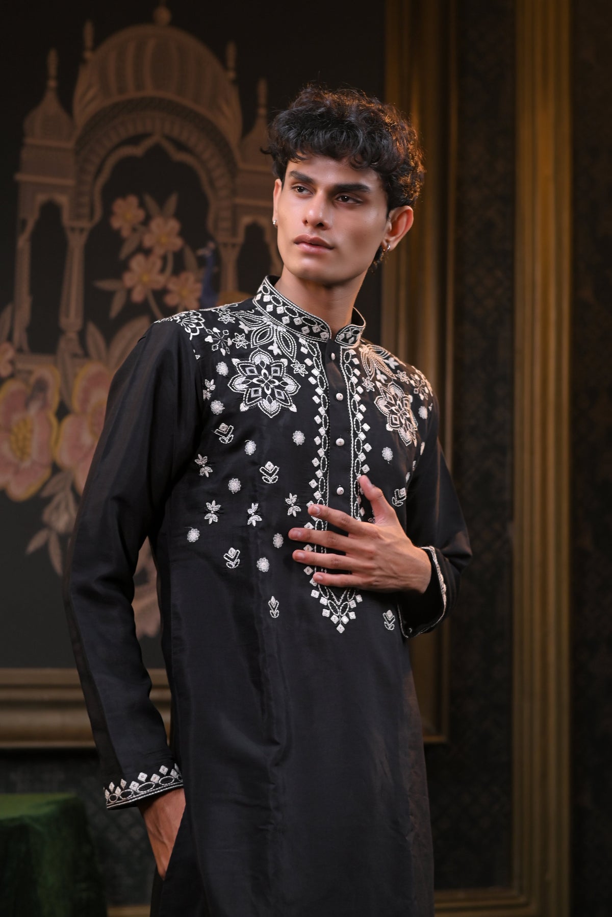 Black Thread Work Embroidery kurta Set