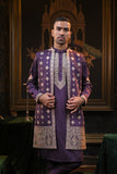 Purple Ethnic Embriodery Kurta Set With Jacket