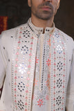 Off White Embroidery Kurta Set With Jacket