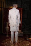 Off White Embroidery Kurta Set With Jacket