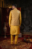 Ethnic Yellow Embroidered Kurta & Jacket