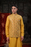 Ethnic Yellow Embroidered Kurta & Jacket