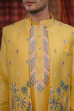 Ethnic Mustard Embroidery Kurta Set With jacket