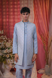 Festive Sky Blue Embroidery kurta Set With Jacket