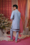 Festive Sky Blue Embroidery kurta Set With Jacket