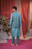 Festive Blue embroidery Kurta Set With Jacket