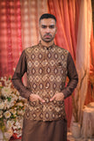 Festive Brown Kurta Set With Jacket