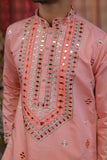 Sequins Mirror Work Embroidery Kurta With Bottom