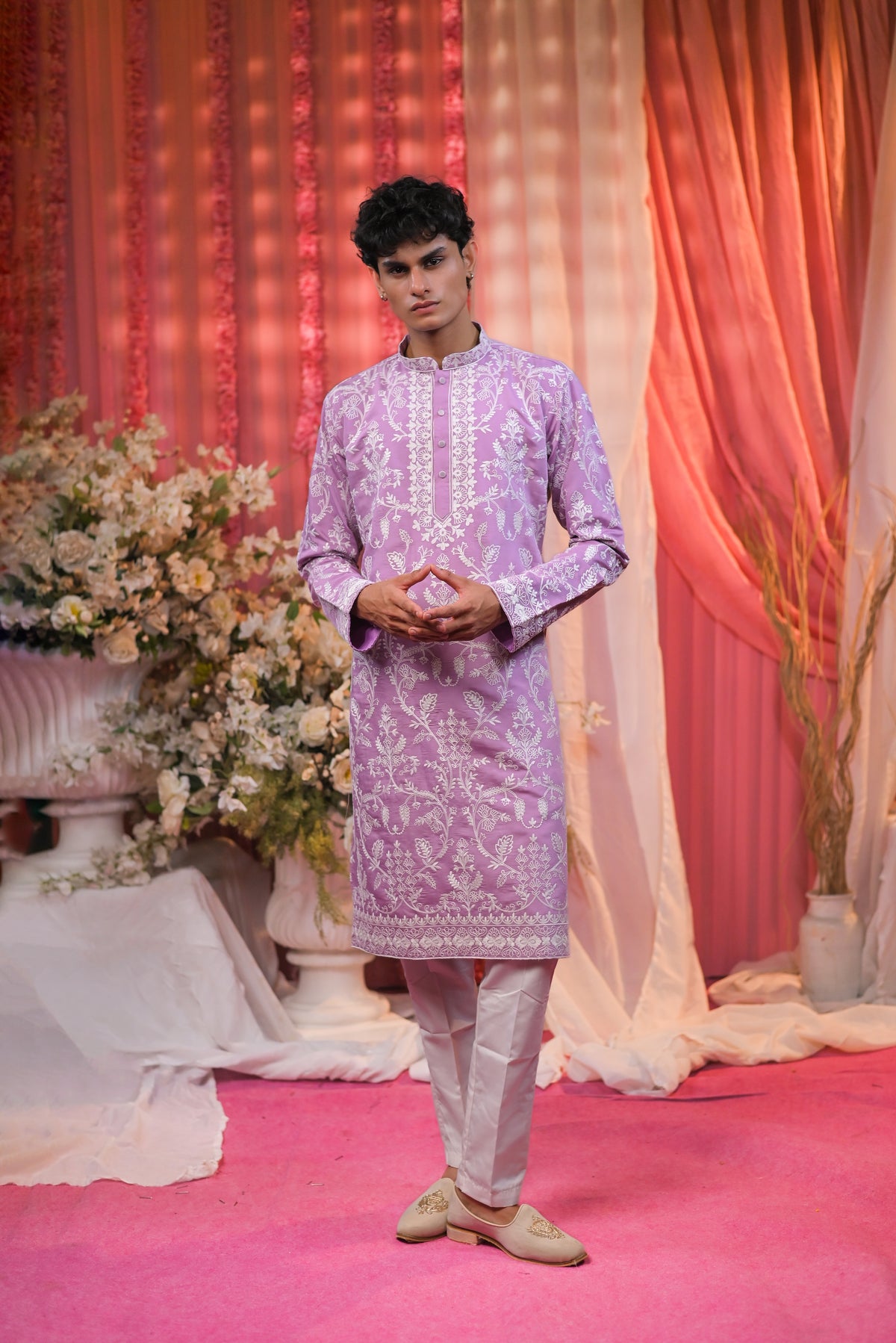 Lavender Embroidery Kurta Set