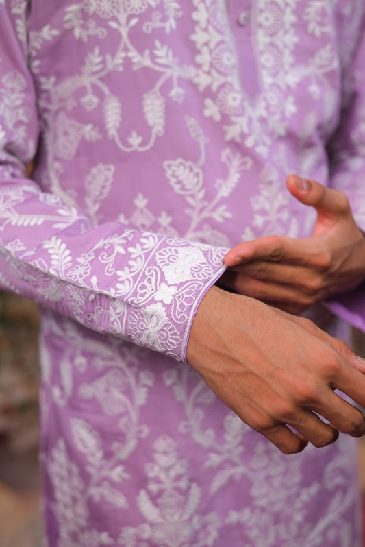 Lavender Embroidery Kurta Set