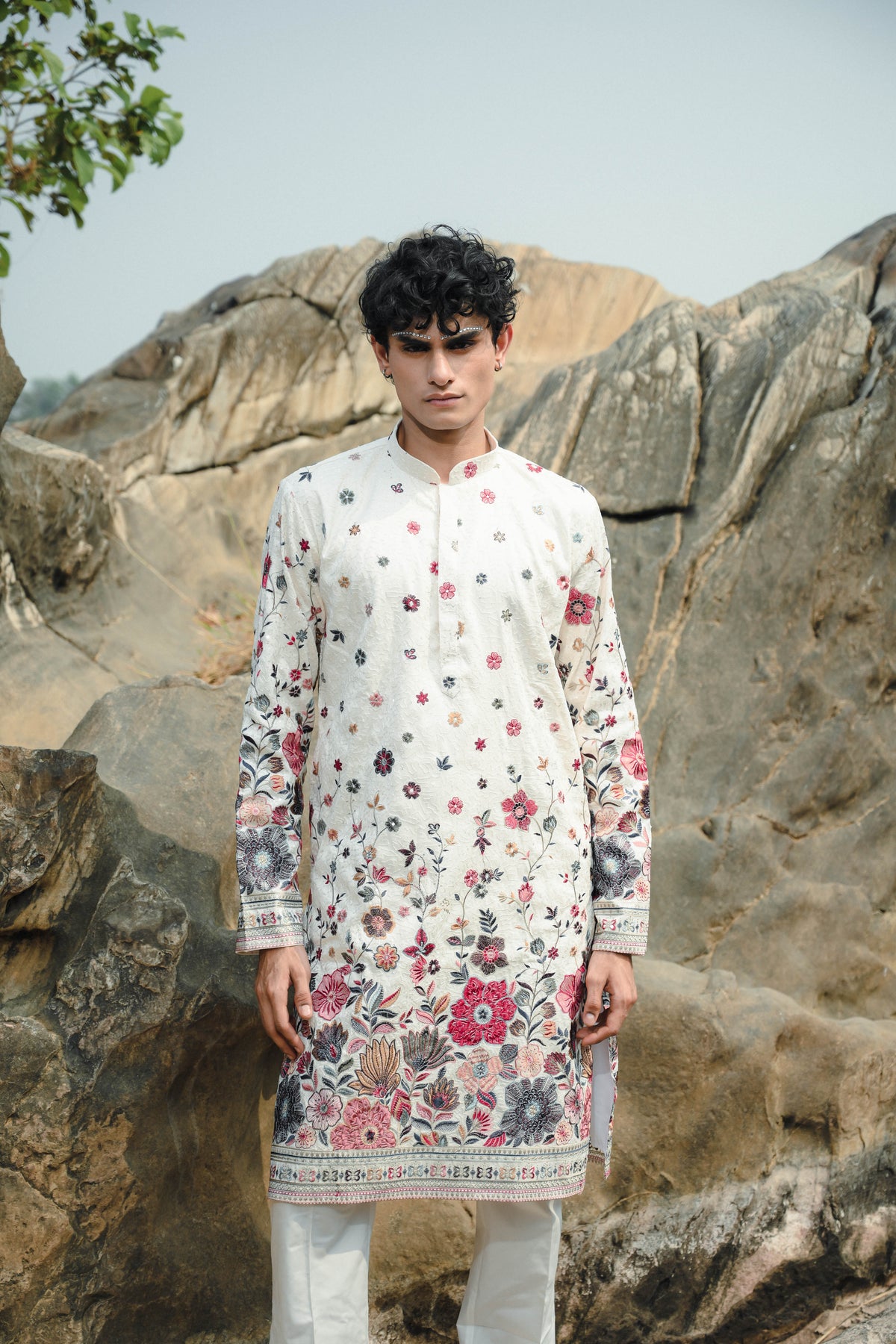 White Silk Festive Kurta Set