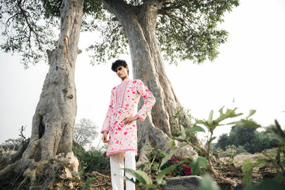 Peach Embroidery Kurta Set
