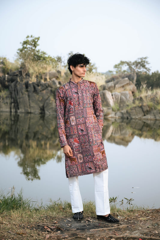 Mauve Georgette Festive Kurta Set