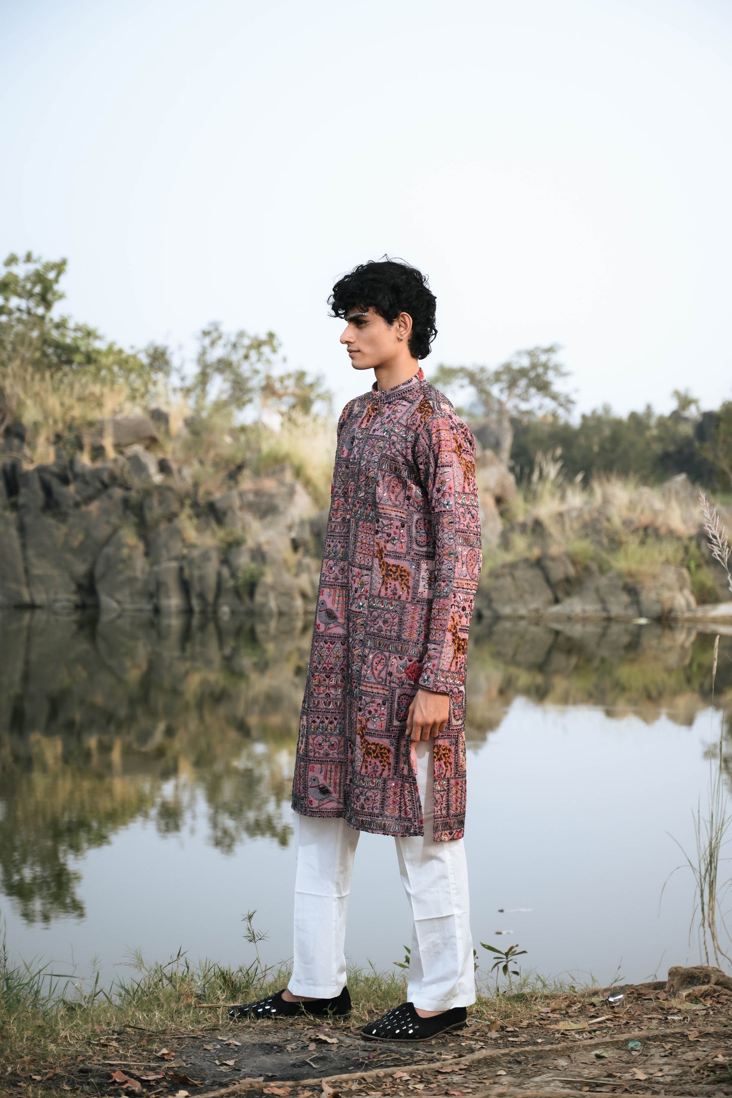 Mauve Georgette Festive Kurta Set