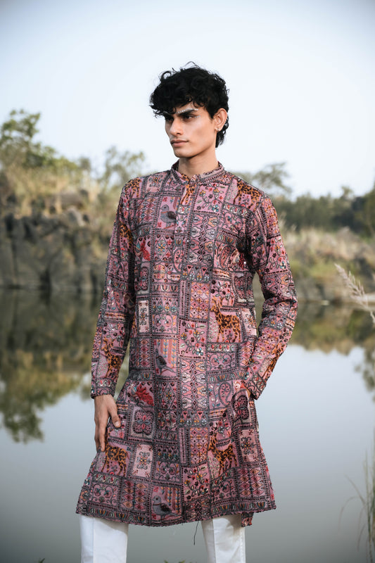 Mauve Georgette Festive Kurta Set