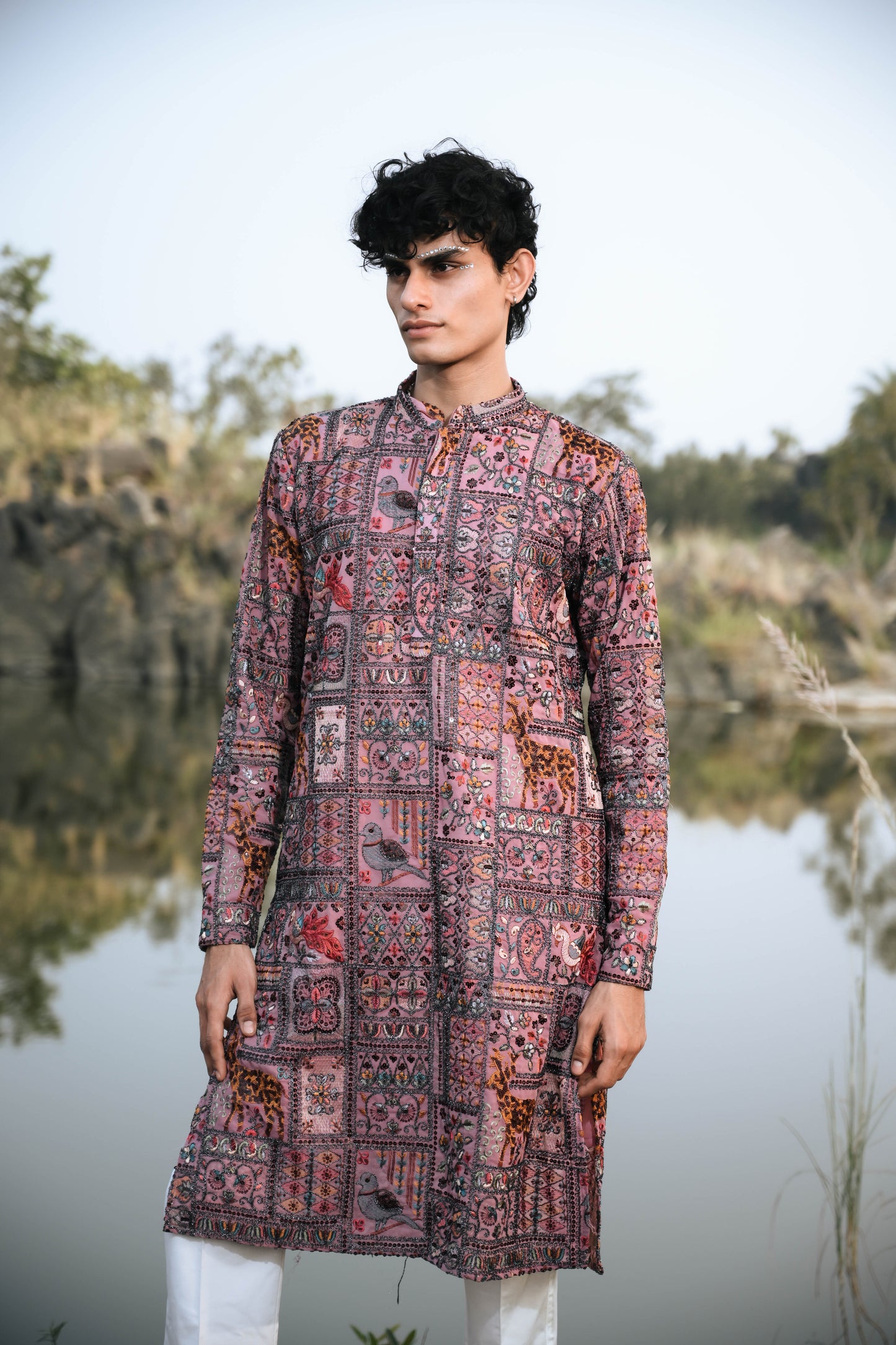 Mauve Georgette Festive Kurta Set