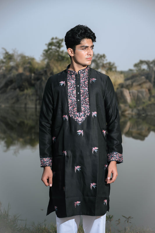 Black Kenzo Festive Kurta Set