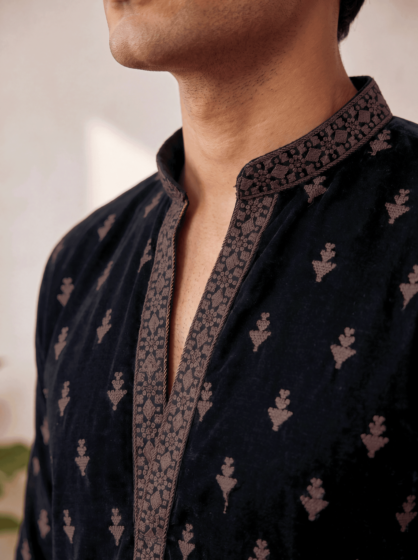 Black Georgette Short Kurta Set with Thread & Sequins Embroidery