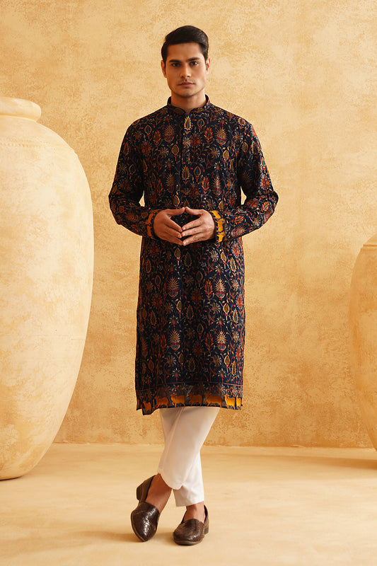 Rama Georgette Multicolor Thread Work Embroidery Kurta Set